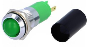 SWBU14728A, Индикат.лампа: LED, вогнутый, зеленый, 230ВAC, d14,2мм, IP67
