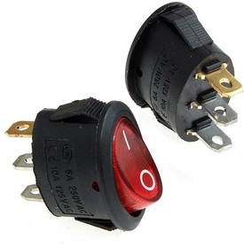 DAV R/3P on-off красный, Клавишный переключатель DAV R/3P, ON-OFF, красный, неоновая подсветка, 250 В