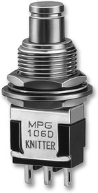 MPG 106 F, Кнопочный переключатель, Серия Heavy Duty, 11.8 мм, SPDT, Вкл.-(Вкл.), Круглый, Черный