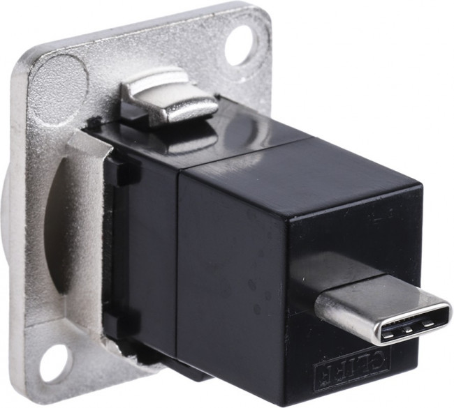 Straight, Panel Mount, Female to Male Type C USB Connector Straight, Panel Mount, Female to Male Type C USB Connector
