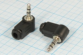 Штекер Audio Jack стерео 3.5мм на кабель, угловой; №2811 штек 3,5стерео\3C\каб угл \пл хвост\\