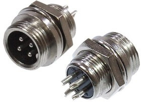 1-566-4, Разъем MIC-12, 4Pin, "штекер", металл на корпус