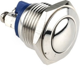 R16DFSSTAG, Push Button Switch, Momentary, Panel Mount, 16.2mm Cutout, SPST, 48 V dc, 250V ac, IP65