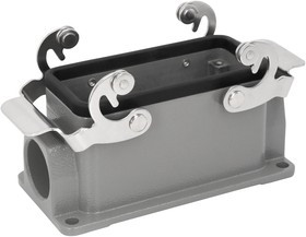 MP009408, Разъем для тяжелых условий, Основа, сквозной монтаж с гайкой, ввод сбоку, Корпус из Алюминия