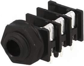 ACJS-PHOP-1, Гнездо, Jack 6,35мм, "мама", stereo, с тройным выключателем, THT