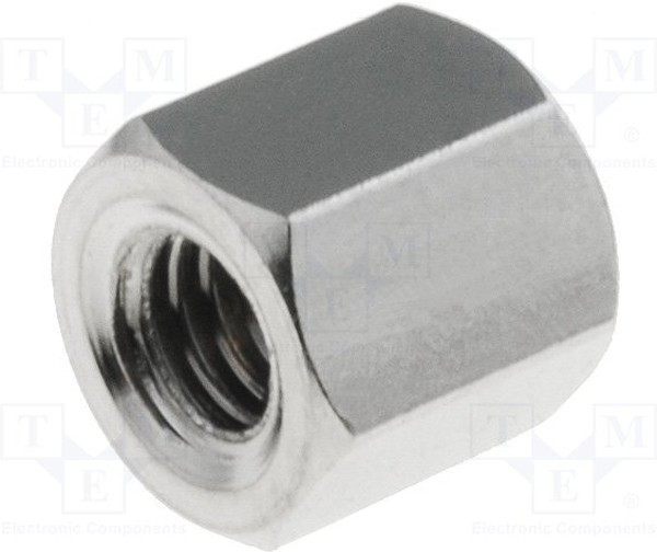 113X05, Дистанцирующая стойка с резьбой, внутренняя резьба M3, расстояние между платами 5мм, латунь