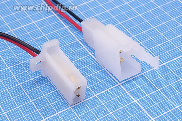 Шнур штекер и гнездо питания 1007 на два контакта с проводом длиной 0,15м(кабель межплатный); Q-15823 шт&amp;гн пит 1007\ 2C\P2,85\каб\1007 2 RB