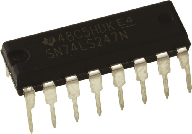 SN74LS247N, Декодер/драйвер для семисегментного индикатора, [DIP-16]