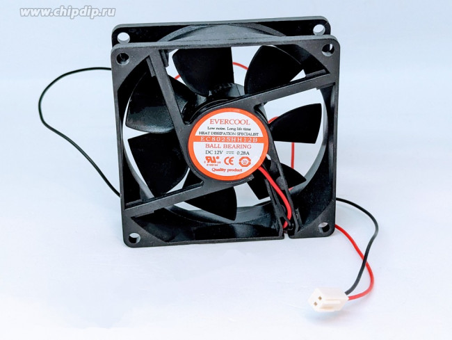 EC8025HH12B, Вентилятор 12В, 80х80х25мм , подш. качения, 3500 об/мин