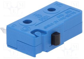 Subminiature snap-action switch, On-On, PCB connection, pin plunger, 1.5 N, 5 A/250 VAC, IP40