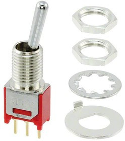 TMS1T4B5M2RE, Toggle Switches PC Thru-Hole Gold SP On-None-On TS