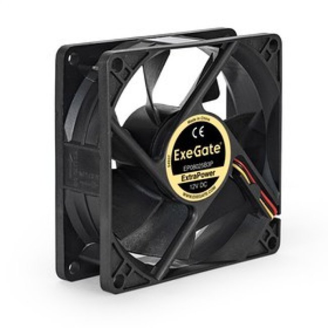 Вентилятор ExeGate ExtraPower EP08025B3P (80x80x25 мм, 2-Ball (двойной шарикоподшипник), 3pin, 2400R