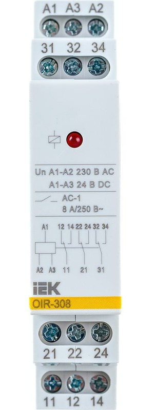 Реле промежуточное OIR 3 конт. (8А) 230В AC IEK OIR-308-AC230V Реле промежуточное OIR 3 конт. (8А) 230В AC IEK OIR-308-AC230V