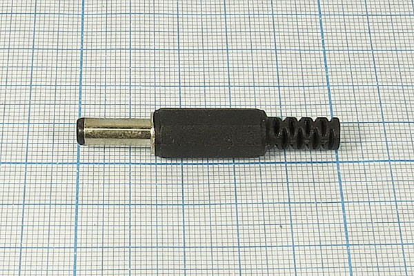 Разъем питания DC вилка , 5.5d2.5x12, 2C, на кабель, пластик хвост