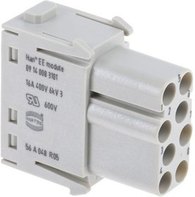 09140023502, Heavy Duty Power Connectors 2pin Pneumatic female module (for metal pneumatic contacts - 8.0/10.0mm)