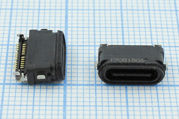 Гнездо USB , C 3,1, 16P4C, на плату; №14556 гн USB \C 3,1\24P2C\плат\ \\USB3,1TYPE-C 24PF-068