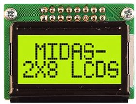 MC20805B6W-SPTLY3.3-V2, Буквенно-цифровой ЖКД, 8 x 2, Черный на Желтом / Зеленом, 3.3В, Параллельный MC20805B6W-SPTLY3.3-V2, Буквенно-цифровой ЖКД, 8 x 2, Черный на Желтом / Зеленом, 3.3В, Параллельный
