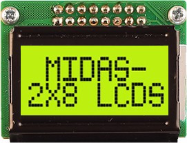 MC20805B6W-SPTLY3.3-V2, Буквенно-цифровой ЖКД, 8 x 2, Черный на Желтом / Зеленом, 3.3В, Параллельный MC20805B6W-SPTLY3.3-V2, Буквенно-цифровой ЖКД, 8 x 2, Черный на Желтом / Зеленом, 3.3В, Параллельный