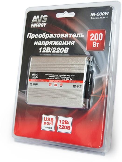A80683S, A80683S_инвертор автомобильный! 12/220V IN-200W\