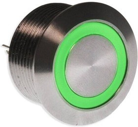 PVT4FS4SS334, Pushbutton Switches Pushbutton Anti-vandal 19mm Illuminated Crisp Tactile Response 50mA, 24VDC, SPST Off-(On), 490gf, IP65, So