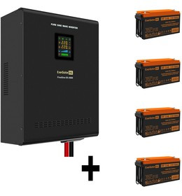 EX296664RUS, Комплект ИБП EX296004RUS + батарея 65Aч EX282982RUS 4шт (инвертор, синус, для котла, настенный) ExeGate FineSine SX-5000.LCD.AV