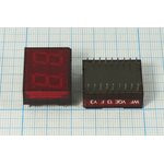 Светодиодный дисплей красный, 7 сегментов, 2 разряда, высота 12,7 мм, 1170 мкд, VQE-13F; №5675 R СД