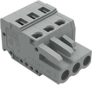 231-103/026-000, 3-контакт. розетка, шаг 5 мм, серая