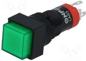 V10F-11-G, Переключатель: кнопочный, Пол: 2, SPDT, 0,5A/250ВAC, 1A/24ВDC, IP40