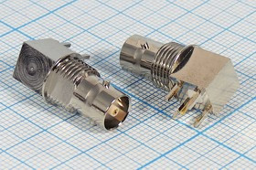 Разъем miniBNC розетка, 1P4C, на блок/на плату, h12.5mP7.5x8.5, угловой
