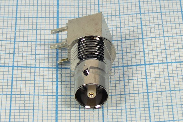 Разъем miniBNC розетка, 1P4C, на блок/на плату, h12.5mP7.5x8.5, угловой