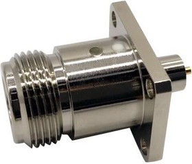 MC002121, Разъем РЧ / Коаксиальный, N Коаксиальный, Прямое Гнездо с Фланцем, Пайка, 50 Ом, Бронза