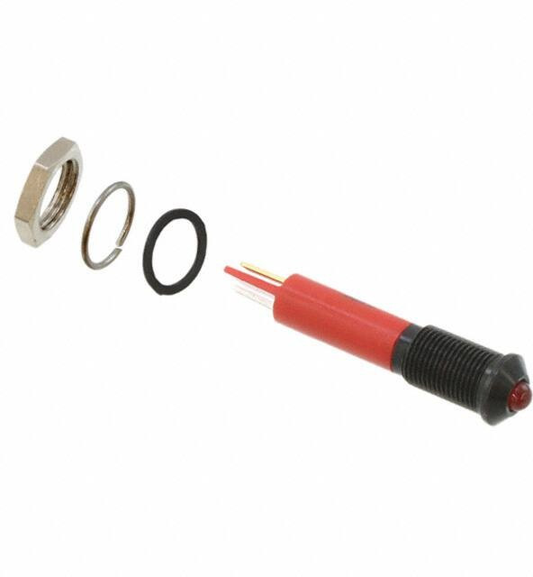 Q6P1BXXR12E, LED Panel Mount Indicators INDICATOR 12V 6MM PROMINENT RED