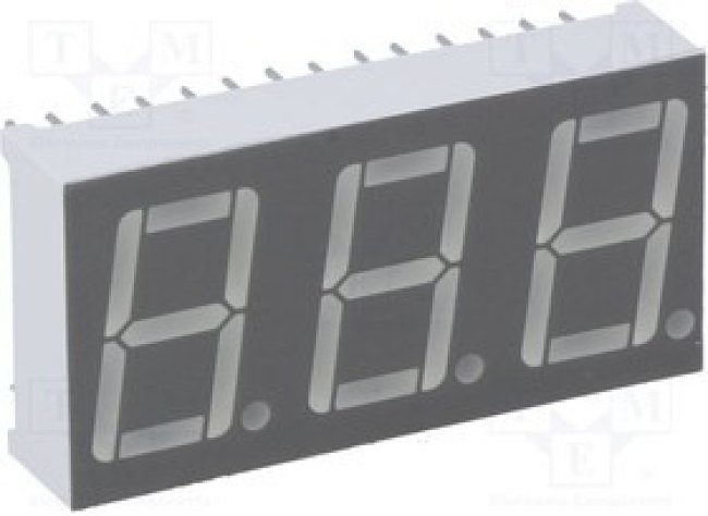 KW3-562ASA, Дисплей: LED, 7-сегментный, 14мм, 0,56", II.зн: 3, красный, 2-4мкд
