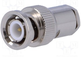 BNC-205-T, Вилка, BNC, "папа", прямой, 75Ом, RG59, резьбовой (clamp), обжим