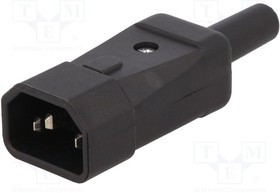 CL1919, Разъем: питания AC, вилка, "папа", 10А, IEC 60320, C14 (E), прямой