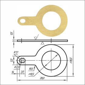 Лепесток латунный PSV 1-10,5-28-00
