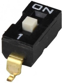 DS04-254-2-01BK-SMT-TR, DIP Switches / SIP Switches DIP Switch, SPST, 2.54 pitch, flat actuator, SMT, Tape and reel, 1 position, Black