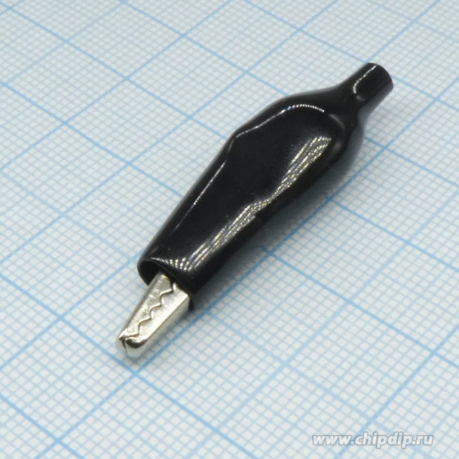 AG-105A-C (8-0026 black), Зажим "Крокодил" с изолятором черный, 5А, 35мм