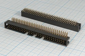 Разъем (IDC) BH-64R вилка, шаг P2.54x2.54, контакты 64P, на плату, угловой, BH-64R