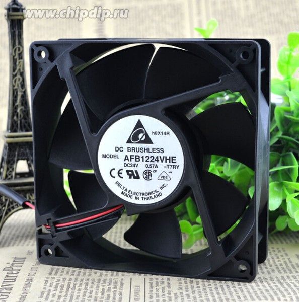 AFB1224VHE, Вентилятор осевой, 120х120х38мм, 24В, DC, подшипник качения, 9,12Вт, 0,38А, 18дБА AFB1224VHE, Вентилятор осевой, 120х120х38мм, 24В, DC, подшипник качения, 9,12Вт, 0,38А, 18дБА