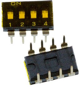 DI-F04, Dip переключатель гермет. 4 поз. 2.54мм 24В 25мА