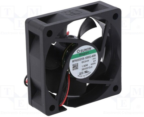 MF60202VX-A99-A, Вентилятор осевой; 24ВDC; 60x60x20мм; 43,2куб.м/ч; 39дБА; Vapo