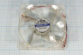 Вентилятор 12В прозрачный со светодиодами, 92x92x25мм,шариковый подшипник,2500об/ мин,ВН144B вент 92