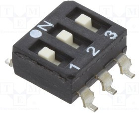 ESD103LTZ, Переключатель: DIP-SWITCH, Кол-во секций: 3, OFF-ON, 0,025A/24ВDC