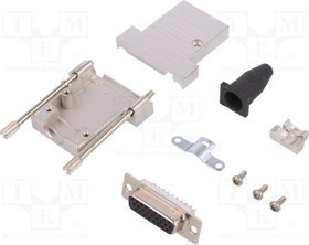 DTSL15-TJSRGHDP26K, Разъем D-Sub; PIN: 26; вилка; "папа"; прямой; пайка; на провод; черный