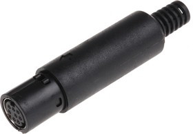 MJ-372/8, Mini DIN Audio / Video Connector, 8 Contacts, Jack, Cable Mount, Solder, Silver Plated Contacts