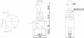 36-4333, Тумблер 12V 25А (3c) ON-OFF однополюсный с зеленой LED подсветкой (ASW-07D) (блистер)