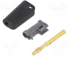 LQ-4A-39-21, Вилка; "банан" 4мм; 32А; черный; позолота; Монтаж: на кабель