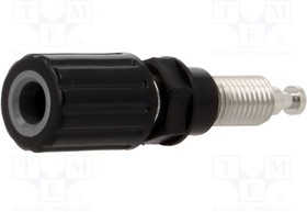 PJ3250-B, Гнездо, "банан" 4мм, 36А, Отв: d8мм, черный, никелированные, 5мОм