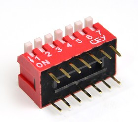 DS1040-07RT, DIP переключатель 7pin угловой красный